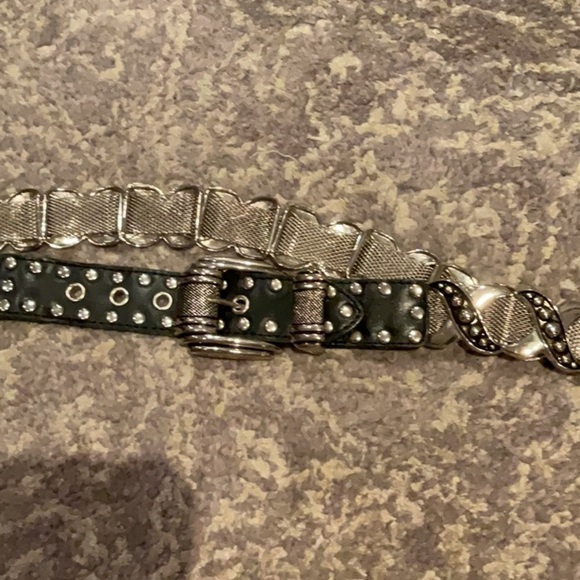 Leather and silver black belt in size 32 - Picture 6 of 11